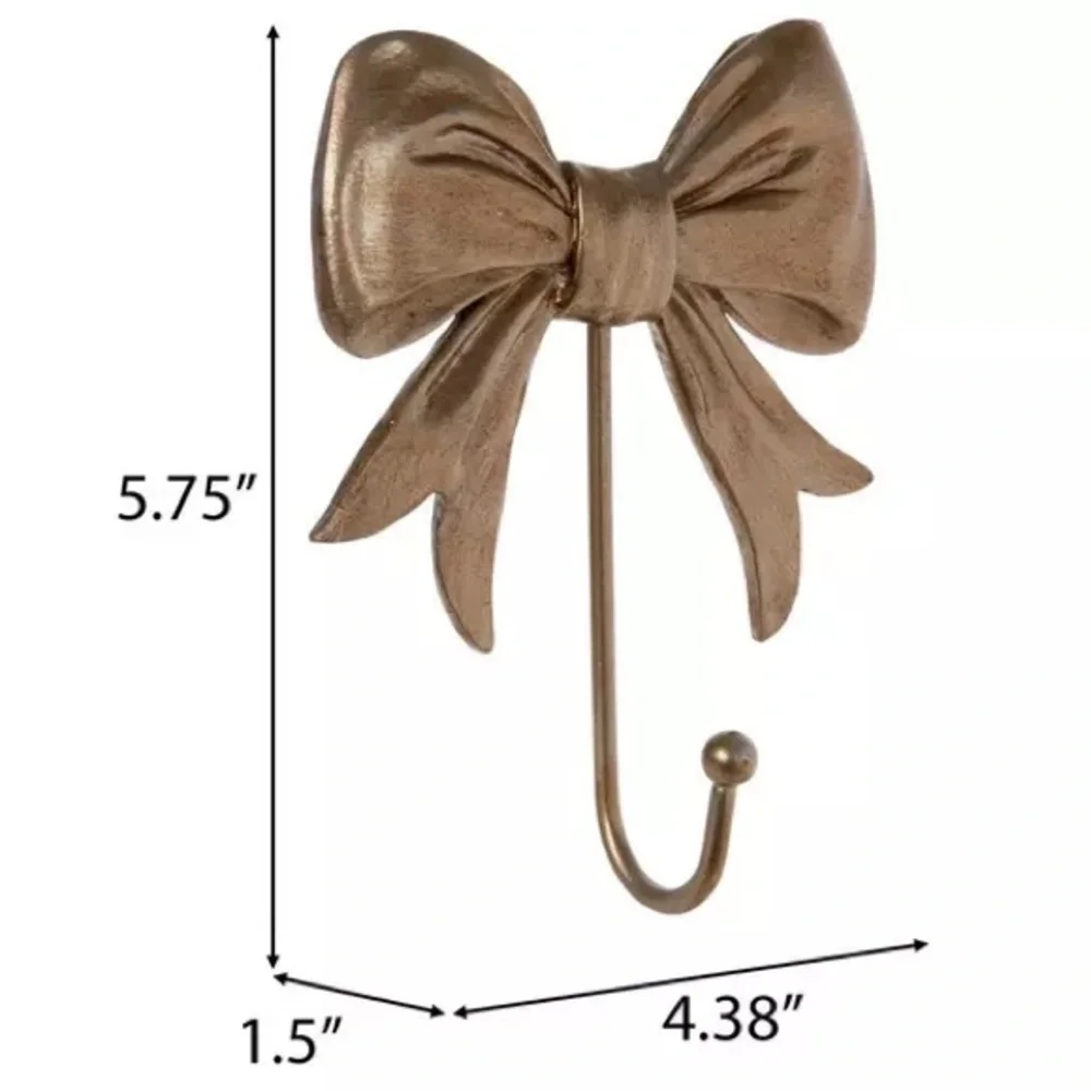 🆕Bundle Of 2 Gold Bow Wall Hooks, Large And Small